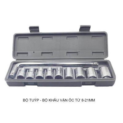 Bộ khẩu–tuýp mở siết ốc 10 chi tiết từ 8-21mm