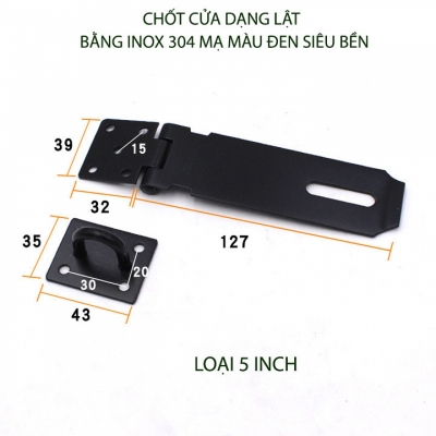 chốt cửa inox 304 mạ màu đen 5 inch