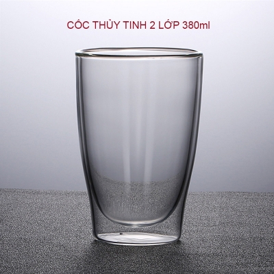 Cốc - Ly thủy tinh 2 lớp cách nhiệt, giữ nhiệt uống trà, sữa, cafe 380ml