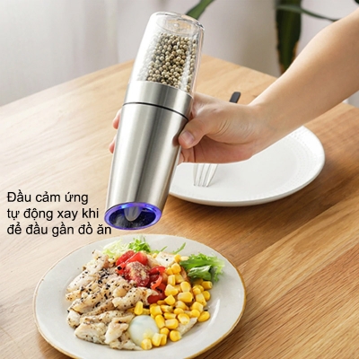 Lọ đựng và xay hạt tiêu cảm ứng tự động ZX-D33 vỏ inox 201