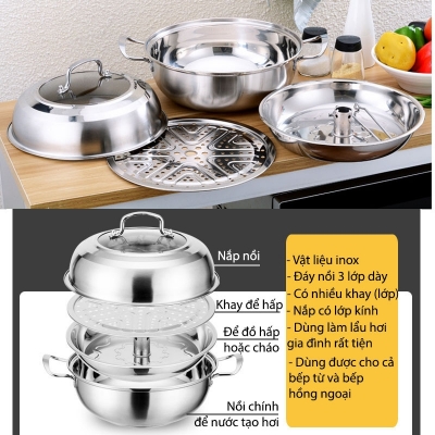 Nồi lẩu hơi D304, đáy 3 lớp