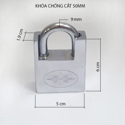 Khóa chống cắt bằng thép cứng 5cm kèm 4 chìa khóa