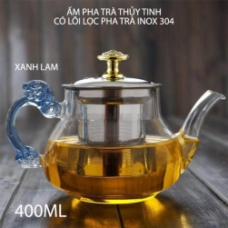 Ấm pha trà bằng thủy tinh có bộ lọc bằng inox 304, loại dung tích 400ml