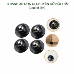 Bộ 4 bánh xe đơn bi lớn 19mm gắn đồ vật tiện dụng giúp di chuyển kệ, bàn, ghế, giá để đồ dễ dàng