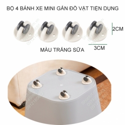 Bộ 4 bánh xe mini gắn đồ vật tiện dụng giúp di chuyển kệ, hộp, giá để đồ dễ dàng
