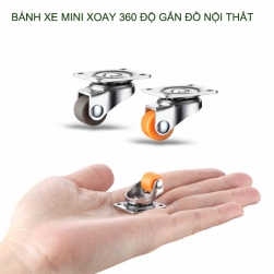 Bộ 4 bánh xe mini xoay 360 độ gắn đồ vật tiện dụng giúp di chuyển kệ, bàn, ghế, giá để đồ dễ dàng