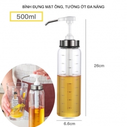 Bình đựng mật ông, sốt cà chua, tương ớt đa năng với vòi xịt thông minh HYP01-500ml