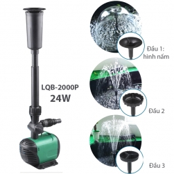 Máy bơm chìm LQB2000P-220V24W không chổi than có đầu phun hình nấm cho tiểu cảnh, hòn non bộ, bể cảnh