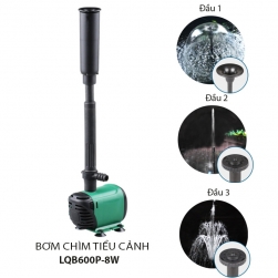 Máy bơm chìm LQB600-220V8W không chổi than có đầu phun hình lá sen cho tiểu cảnh, hòn non bộ, bể cảnh