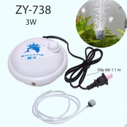 Máy sủi tạo khí oxy cho bể cá cảnh 1 đầu loại nhỏ ZY738-3W có thể điều chỉnh lưu lượng bơm