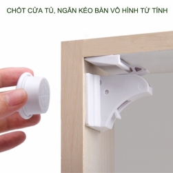 Chốt khóa cửa tủ, ngăn kéo bàn lại vô hình từ tính (01 khóa nam châm kèm 4 chốt)