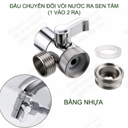 Đầu chuyển đổi vòi nước ra sen tắm, 1 đầu vào 2 đầu ra, bằng nhựa ABS