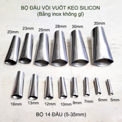 Bộ đầu vuốt keo silicon bằng inox không gỉ, Loại 14 đầu
