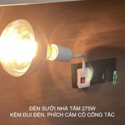 Bóng đèn sưởi nhà tắm 275W kèm đui E27 và phích cắm có công tắc