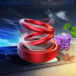 Đồ trang trí xe hơi kiêm để sáp thơm, tự quay bằng năng lượng mặt trời với 2 vòng tròn gắn trang trí