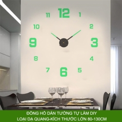 Đồng hồ dán tường tự làm DIY loại nhỏ có dạ quang, đường kính 80-130cm