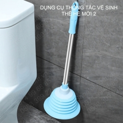 Dụng cụ thông tắc bồn cầu thông minh thế hệ mới 02, bằng cao su và inox