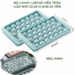 Combo 2 khay làm đá viên tròn, thạch bi, sữa chua hoa quả trái cây đa năng, loại nhỏ 20.5x12.5cm