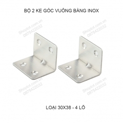 Bộ 2 ke góc vuông 30x38 dày 1.0mm bằng inox 201 không gỉ KGV.Inox