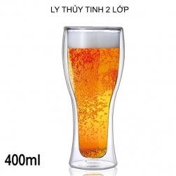 Cốc (ly) thủy tinh 2 lớp giữ nhiệt uống bia, cafe đa năng 400ml