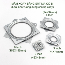 01 Mâm xoay kệ, bàn, tủ đa năng bằng thép chống gỉ, nhỏ gọn vuông, có bi (2-6 inch)