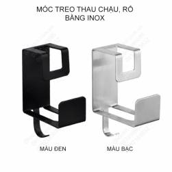 Móc treo thau chậu, rổ giá bằng inox 201, gắn tường bằng keo , treo đồ gia dụng đa năng nhà bếp, nhà tắm