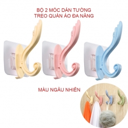 Bộ 3 móc treo quần áo đa năng L1033 dán tường loại lớn