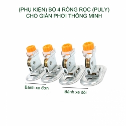Phụ kiện 4 ròng rọc cho giàn phơi thông minh bằng thép mạ chống gỉ