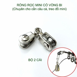 Bộ 2 ròng rọc mini cho cần câu cá, treo đồ đa, có vòng bi, bằng hợp kim và thép