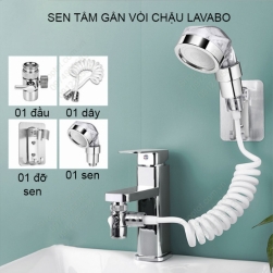 Sen tắm tăng áp gắn vòi chậu rửa Lavabo, gắn vòi chậu rửa bát thông minh tiện dụng
