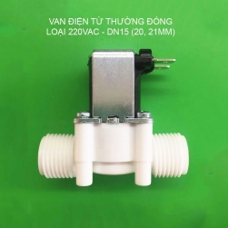 Van nước điện từ thường đóng loại 220V-N220, bằng nhựa, ren ngoài D15 (G1/2)