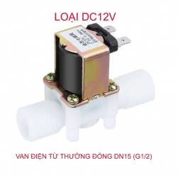 Van nước điện từ thường đóng loại 12V-TS101, bằng nhựa, ren ngoài D15 (G1/2)