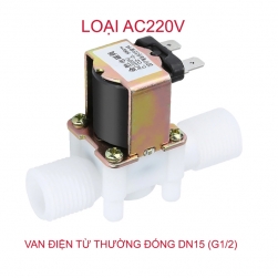 Van nước điện từ thường đóng loại 220V-TS101, bằng nhựa, ren ngoài D15 (G1/2)