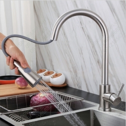 Vòi chậu bếp nóng lạnh có thể kéo dài, bằng inox 304 dày, đầu vòi 2 chế độ