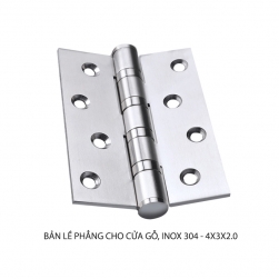 Bản lề lá phẳng BLL-4x3x2.0 bằng inox 304, dày 1.2mm cho cửa gỗ