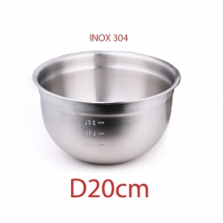 Tô (bát) bằng inox 304 D20cm dùng trộn bột làm bánh, trộn salad, để củ quả đa năng