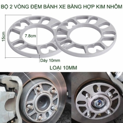 Bộ 2 miếng đệm bánh xe ô tô bằng hợp kim nhôm, dày 10mm