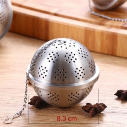 Dụng cụ lọc pha trà hình cầu D83mm làm bằng Inox 304 đục lỗ (loại to-Đại)