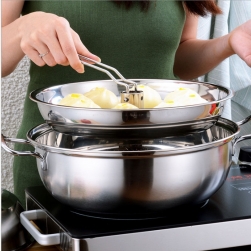 Bộ nồi lẩu hơi, nồi hấp đa năng D32 bằng inox dùng được cho bếp từ, đáy 3 lớp A1028D32