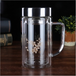 Cốc thủy tinh 2 lớp giữ nhiệt có khay lọc ST360ml