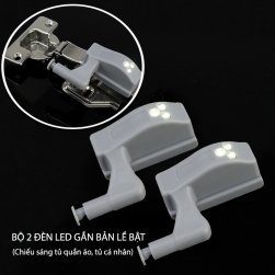 Bộ 2 đèn led thông minh gắn bản lề bật của tủ cá nhân, tủ quần áo HXM1304, dùng chiếu sáng tủ quần áo, tủ cá nhân