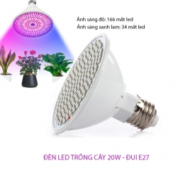 Bóng đèn led trồng cây trong nhà 20W đui xoáy E27 vỏ nhựa