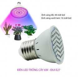 Bóng đèn led trồng cây trong nhà 6W đui xoáy E27 vỏ nhựa