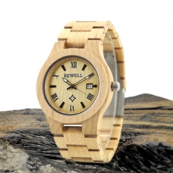 Đồng hồ đeo tay mặt tròn vỏ và dây bằng gỗ thích (gỗ Maple)