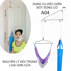 Dụng cụ kéo giãn đốt sống cổ theo nguyên lý đối trọng, điều trị cho người thoái hóa đốt sống cổ, gắn cửa A04