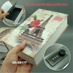 Két sắt giấu đồ loại nhỏ G3177 hình quyển sách độc đáo có khóa số