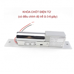 Khóa chốt cửa điện từ thường mở 12VDC có độ trễ 0-3-6 giây