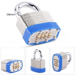 Khóa số 4 số với thân làm bằng thép tấm ghép chắc chắn, móc khóa D8mm bằng thép cứng