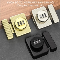 Khóa số tủ, ngăn kéo bàn đa năng thế hệ mới, mở xoay, dùng vít từ bên trong rất an toàn (KS688)