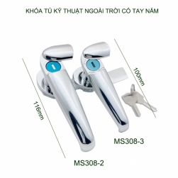 Khóa tủ kỹ thuật có nắp che chống nước, bụi, kèm tay nắm cửa, (2 chìa khóa)